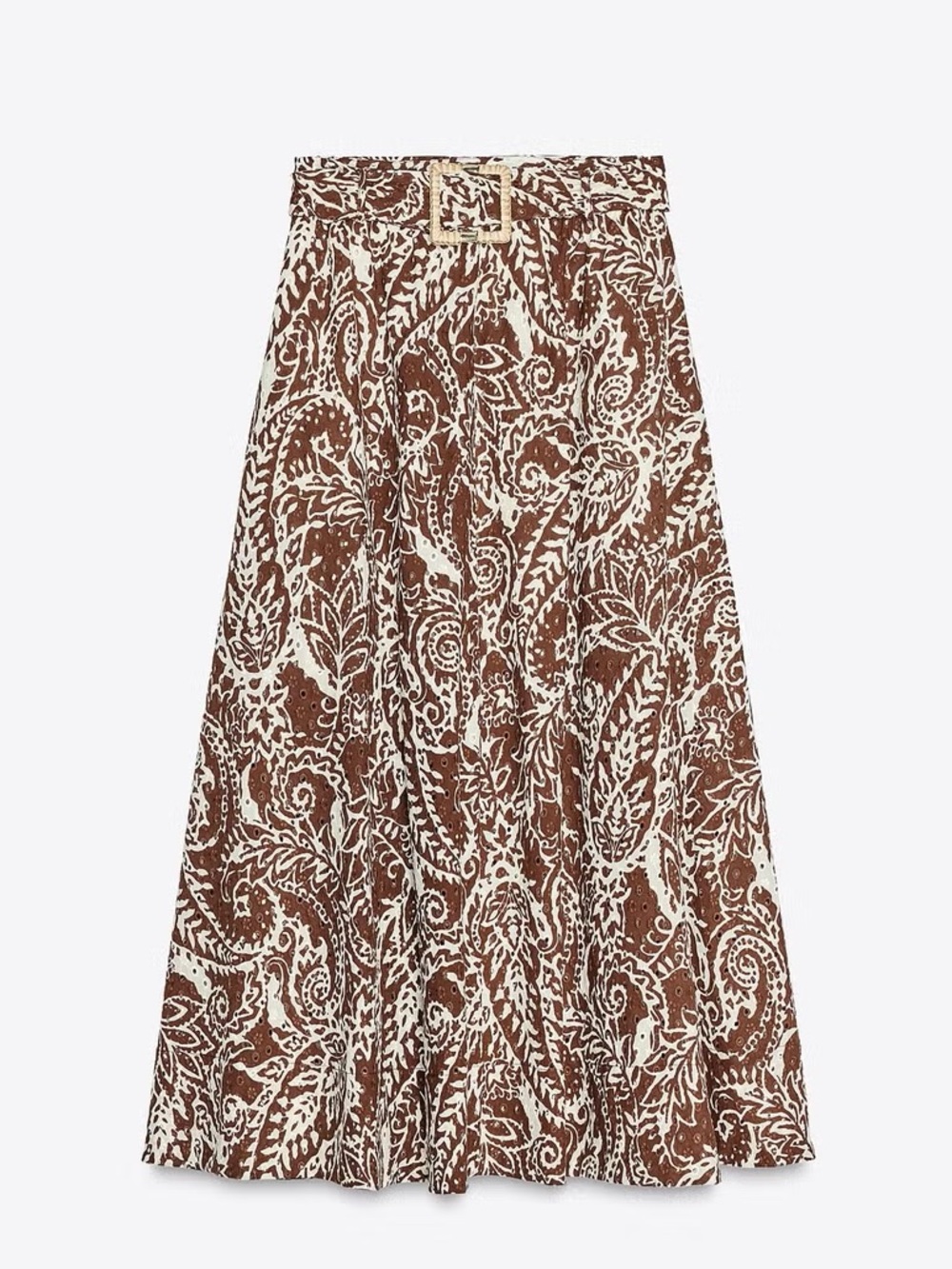 ZARA PAISLEY EYELET MIDI SKIRT size XS - Picture 2 of 5